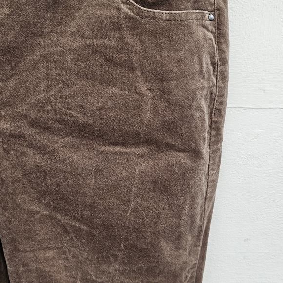 Laura Ashley brown soft velvet  feel straight leg trousers size 12 - Picture 2 of 4